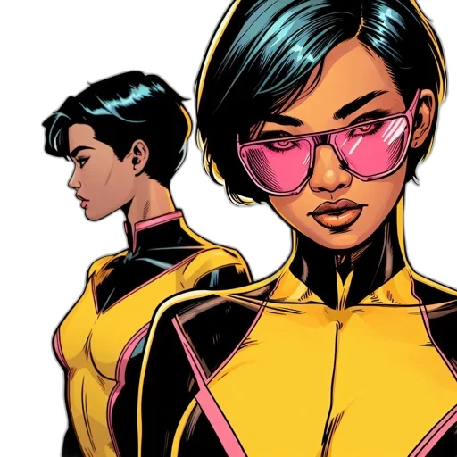 comic book art, concept art, golden, two transparent PNG cut-out