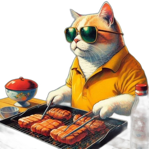 food, animal, robot, vaporwave transparent PNG cut-out