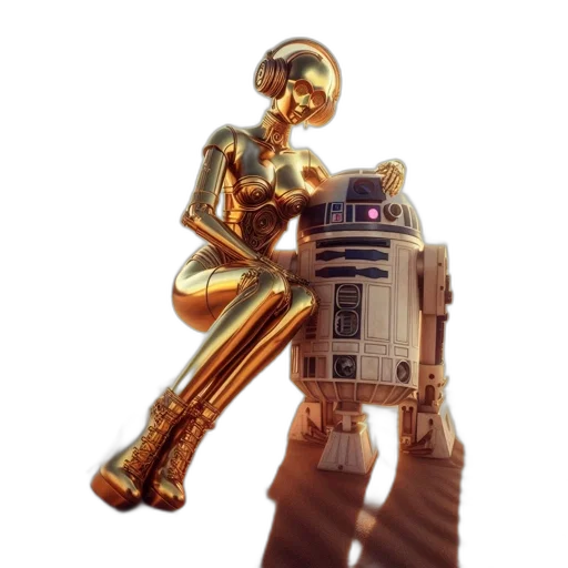 robot, staff, 3d render, concept art transparent PNG cut-out