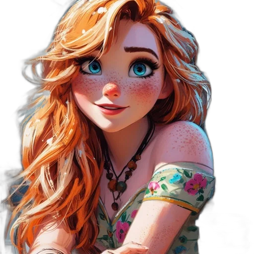 dress, face, jewelry, cartoon transparent PNG cut-out