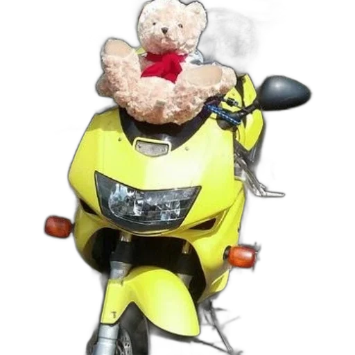yellow, motorcycle, teddy, bear transparent PNG cut-out