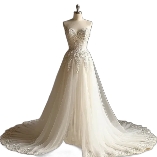 dress, 3d render, photorealistic, wedding transparent PNG cut-out