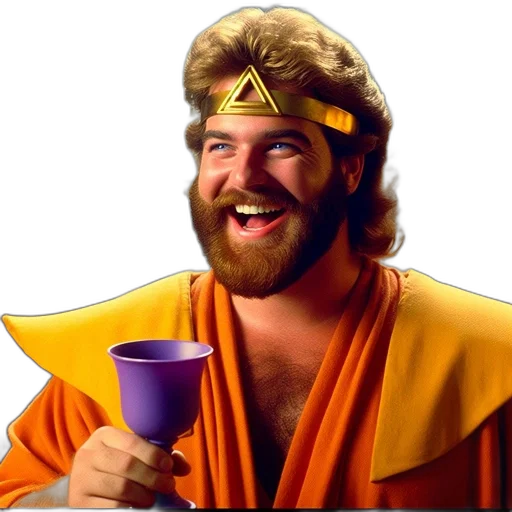crown, staff, vaporwave, man transparent PNG cut-out