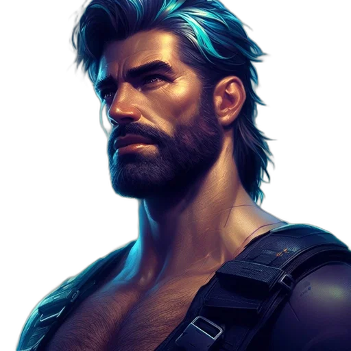 face, cyberpunk, concept art, fantasy art transparent PNG cut-out