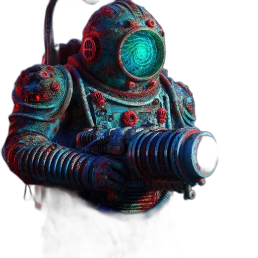 robot, mask, weapon, creature transparent PNG cut-out