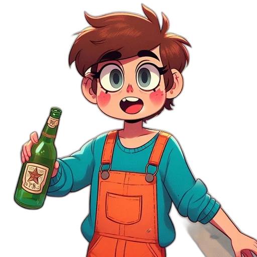 bottle, staff, robot, jacket transparent PNG cut-out