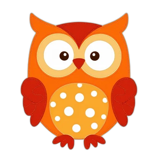 orange, owl, white, polka transparent PNG cut-out