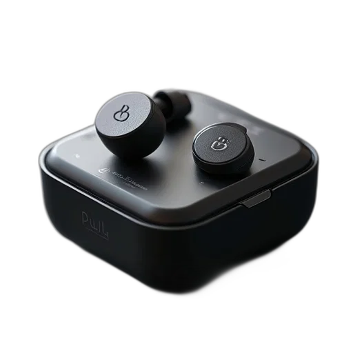 3d render, bluetooth, earbuds, box transparent PNG cut-out
