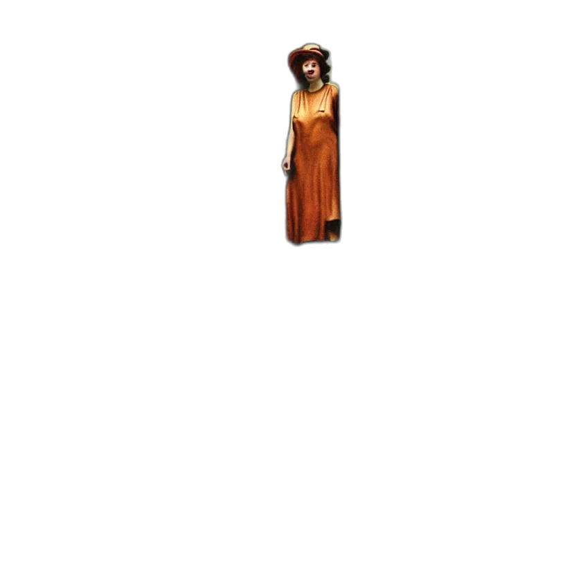 dress, staff, hair, creature transparent PNG cut-out