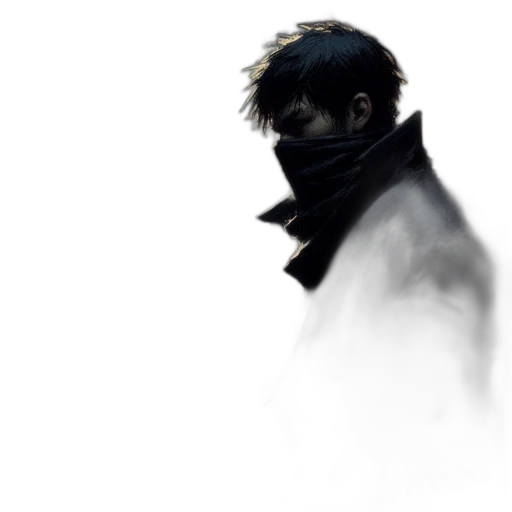 mask, jacket, face, weapon transparent PNG cut-out