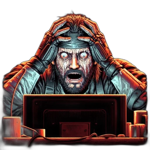 face, pixel art, concept art, comic book art transparent PNG cut-out