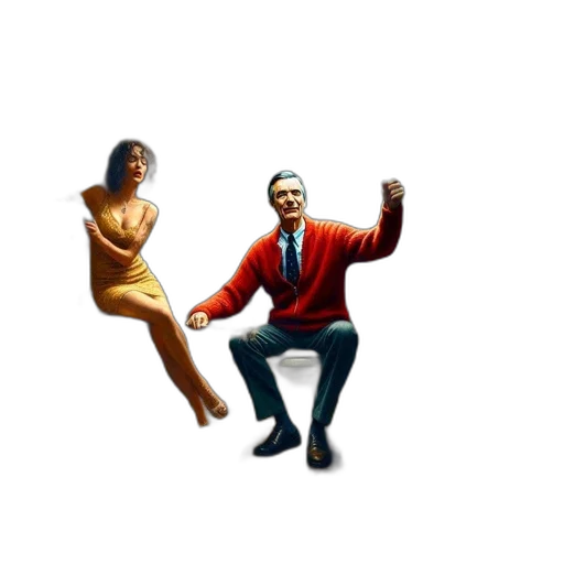 man, red, sweater, sings transparent PNG cut-out