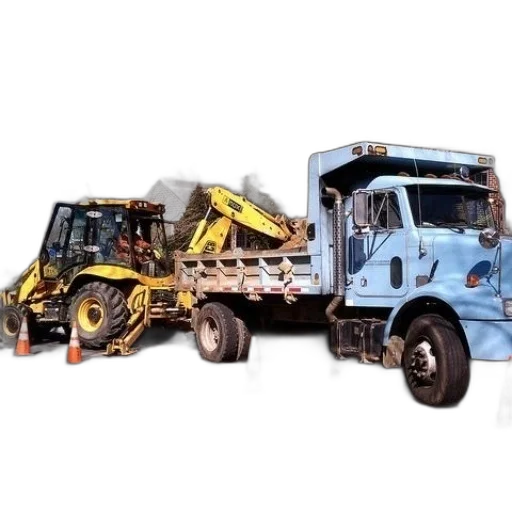 3d render, blue, dump, truck transparent PNG cut-out