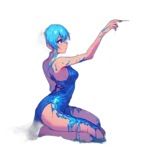 dress, robot, creature, staff transparent PNG cut-out