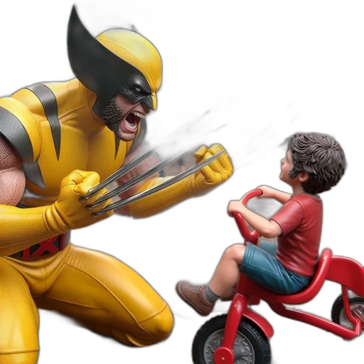 concept art, comic book art, 3d render, wolverine transparent PNG cut-out