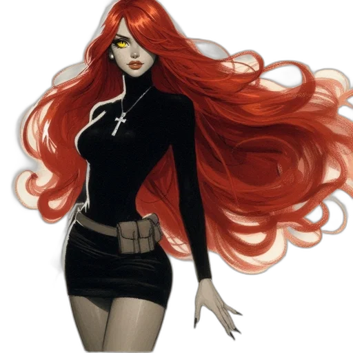 hair, dress, comic book art, concept art transparent PNG cut-out