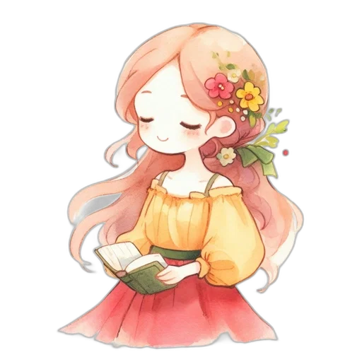 flower, staff, crown, dress transparent PNG cut-out