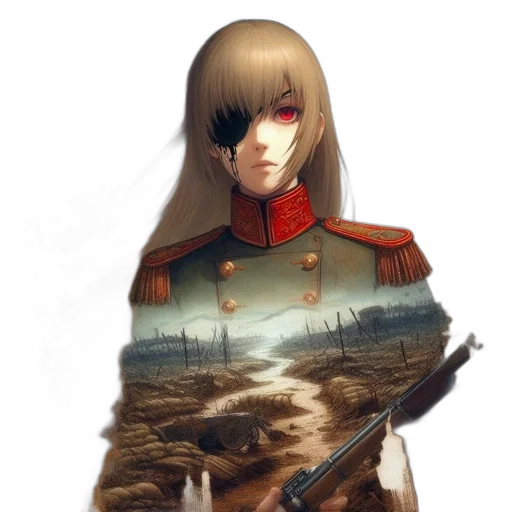 weapon, sword, face, jacket transparent PNG cut-out