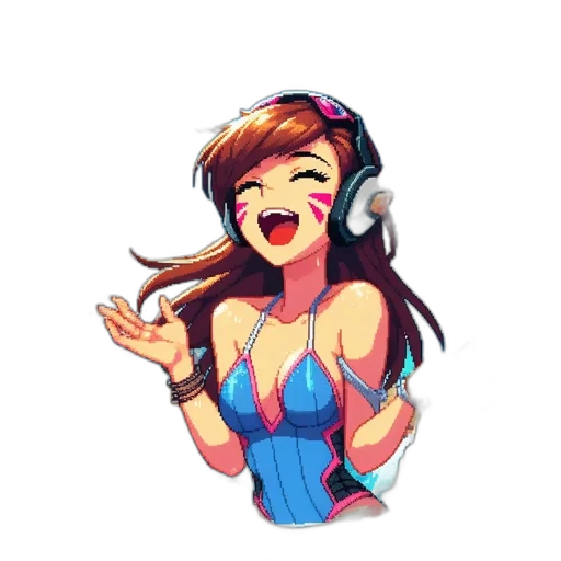 dress, face, staff, pixel art transparent PNG cut-out