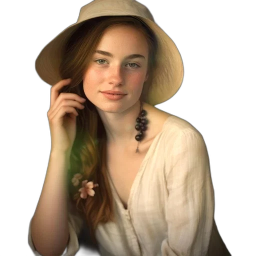 hat, dress, jewelry, face transparent PNG cut-out