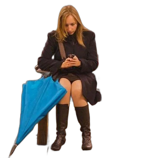 umbrella, jacket, staff, woman transparent PNG cut-out