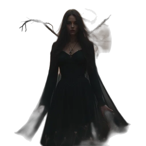 dress, creature, staff, mask transparent PNG cut-out