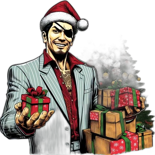 comic book art, man, wearing, santa transparent PNG cut-out