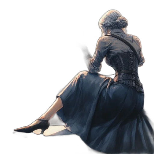 dress, hat, staff, weapon transparent PNG cut-out