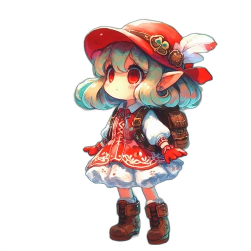 hat, dress, staff, weapon transparent PNG cut-out