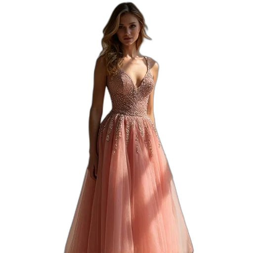 dress, 3d render, pastel, golden transparent PNG cut-out