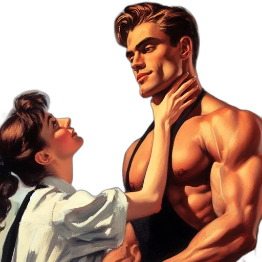 comic book art, concept art, photorealistic, couple transparent PNG cut-out