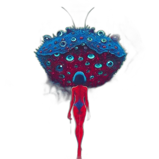 creature, umbrella, hair, mask transparent PNG cut-out