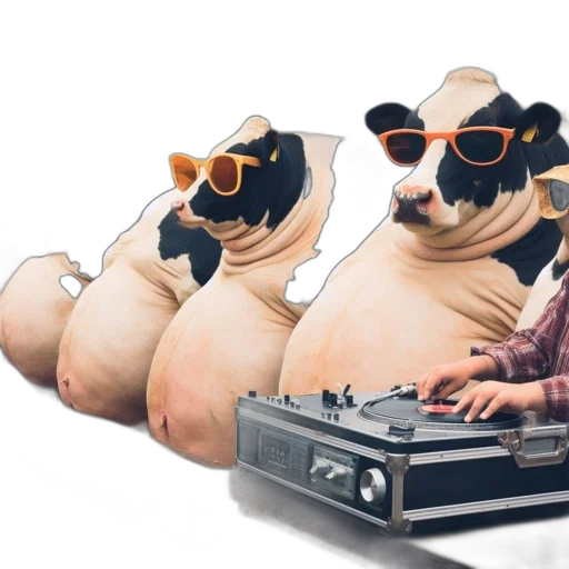concept art, cows, wear, sunglasses transparent PNG cut-out