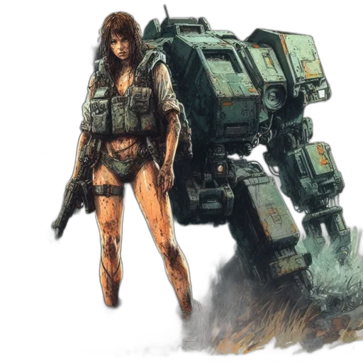 robot, weapon, concept art, cyberpunk transparent PNG cut-out