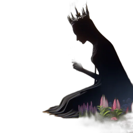 crown, dress, flower, creature transparent PNG cut-out