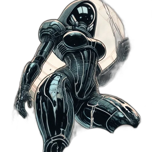 robot, comic book art, concept art, fantasy art transparent PNG cut-out