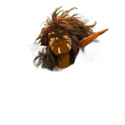 mask, hair, staff, creature transparent PNG cut-out
