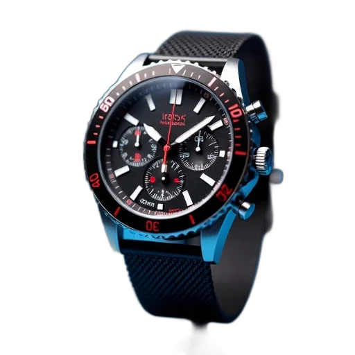 3d render, black, red, wristwatch transparent PNG cut-out