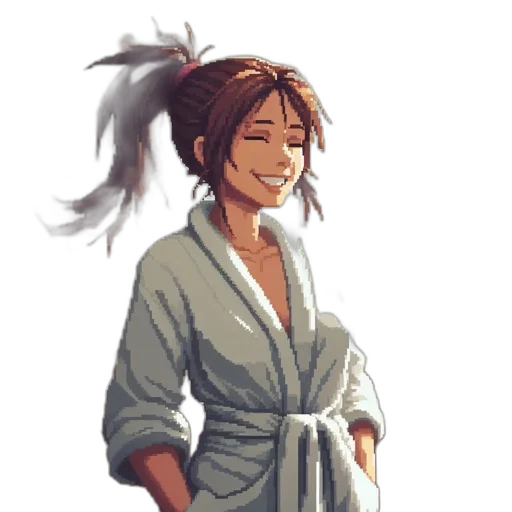 staff, jacket, hair, pixel art transparent PNG cut-out