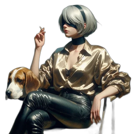 jacket, staff, animal, weapon transparent PNG cut-out