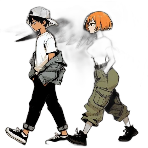 concept art, anime, watercolor, cartoon transparent PNG cut-out