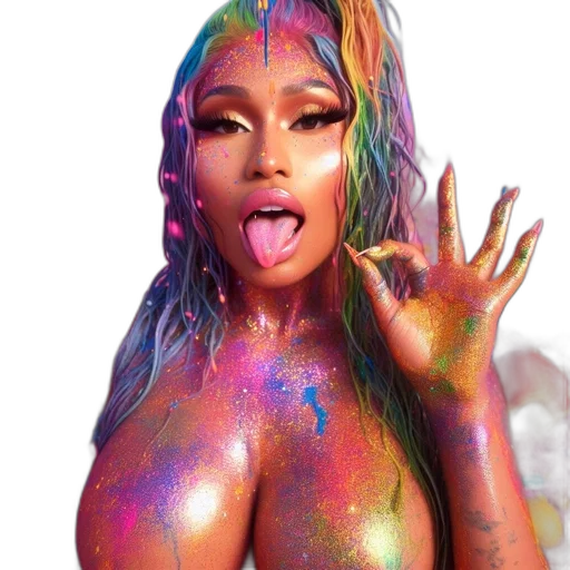 neon, pastel, colorful, woman transparent PNG cut-out