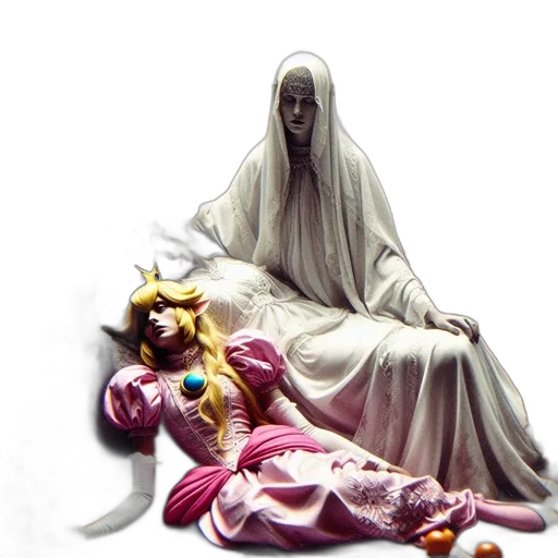crown, creature, dress, staff transparent PNG cut-out