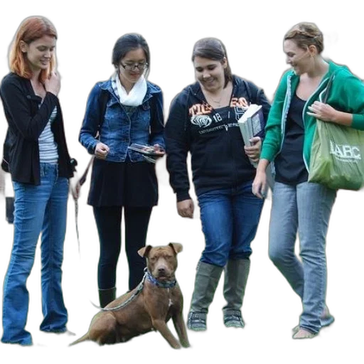 staff, four, women, stand transparent PNG cut-out