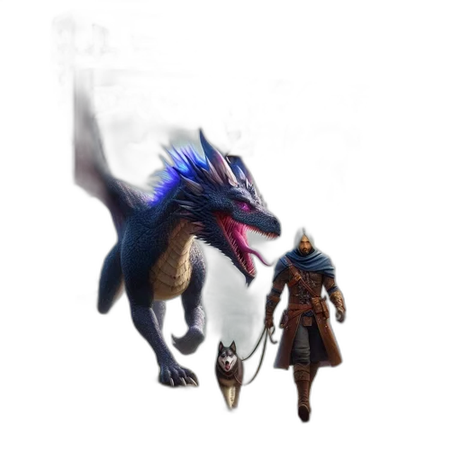 dragon, creature, animal, staff transparent PNG cut-out
