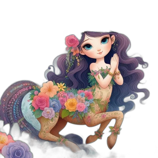 dress, dragon, creature, flower transparent PNG cut-out