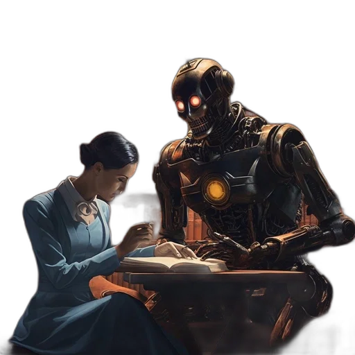 robot, concept art, cyberpunk, comic book art transparent PNG cut-out