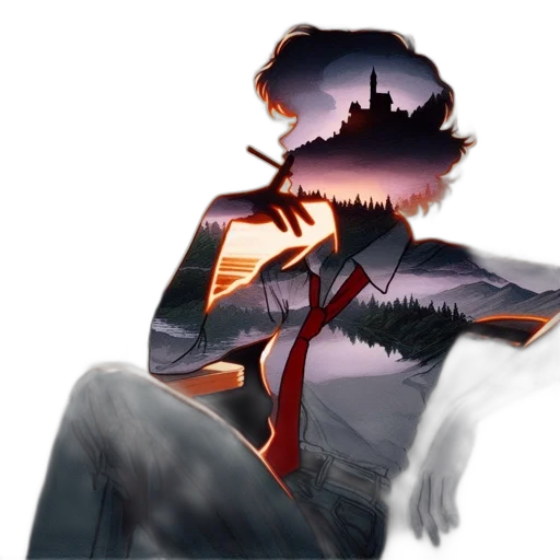 jacket, staff, creature, crown transparent PNG cut-out