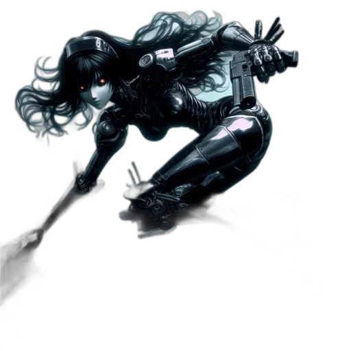 weapon, robot, hair, sword transparent PNG cut-out