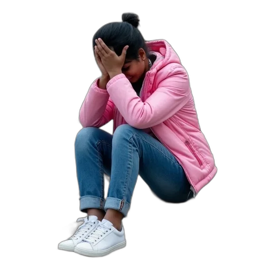 jacket, pastel, person, sitting transparent PNG cut-out